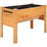 Outsunny Hochbeet aus Holz mit Abflussloch Haken Blumenkasten auf Füßen 124x60x81 cm in Naturfarbe Aosom.de