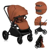 Lionelo MIKA PLUS 2-in-1 Buggy 0-48 Monate bis 22 kg Babywanne bis 9 kg, Rückenlehne und Füße verstellbar, AiryDots,Dämpfung, 360° drehbare PU-Räder, XXL-Verdeck