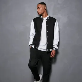 Build Your Brand Basic College Jacke Black / White 2XL