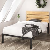 Zinus Paul 36 cm Bettgestell Metall Holz Lattenrost Holzlattenrost für Erwachsene Kinder Jugendliche Einfache Montage 90x190 cm Natur