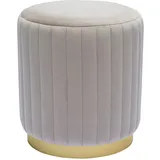 miliboo Runder Samt-Hocker in Taupe und Gold-Metall D40 cm DONA