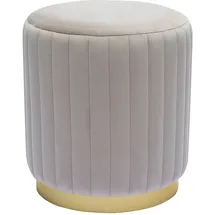 miliboo Runder Samt-Hocker in Taupe und Gold-Metall D40 cm DONA