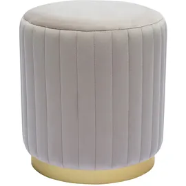 miliboo Runder Samt-Hocker in Taupe und Gold-Metall D40 cm DONA