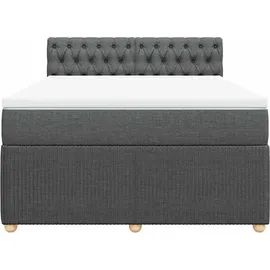 vidaXL Boxspringbett mit Matratze Dunkelgrau 140x200 cm Stoff