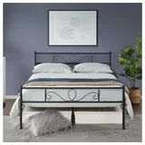 Yaheetech Bettgestell Metallbett mit Kopfteil, Einzelbett/Doppelbett Metallbettrahmen, 90-160 cm (B) schwarz 140 cm x 200 cm