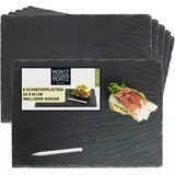 Moritz & Moritz 6 x Schieferplatte Servierplatte 22x16 cm mit Kreidestift - Schieferplatten fürs Buffet, Sushi und Käse - Perfekt zum Anrichten und als Deko