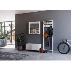 Garderoben-Set HOME AFFAIRE "Luven", weiß, Massivholz, Kastenmöbel-Sets, zertifiziertes Massivholz, bestehend aus Spiegel, Paneel und Kommode