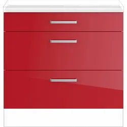 Auszugsunterschrank IMPULS KÜCHEN ""Turin", Breite/Höhe: 90/72,3 cm, mit Soft-Close", rot (rot hochglanz), B:90cm H:72,3cm T:57,9cm, Holzwerkstoff, Schränke, Küchenunterschrank, vormontiert, mit Schubkasten, mit Auszügen