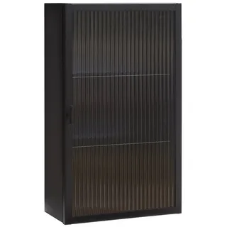 [en.casa] Hängeschrank Zundert mit geriffelter Glastür 60x35x15 cm Stahl Schwarz
