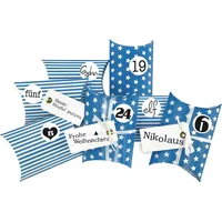 Frau WUNDERVoll® DIY Adventskalender Christkind zum Befüllen, blau Sterne
