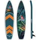 Swiss Outdoor SUP-Board Stand Up Paddle SUP dschungel, (Set, mit Paddel, Transporttasche, Finnen, Pumpe), mit Paddel, 2 Wege Pumpe, Rucksack, 3 Finnen grün 350