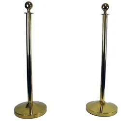 Airbrush-City 2x Absperrpfosten Gold D320mm - D51x1000mm Absperrständer mit Kugel Abgrenzungsständer