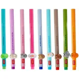 LEGAMI – Gelstift – Lovely Friends, dekoratives Tier, abnehmbar und neu kombinierbar, verhindert Rollen, feine 0,5 mm-Spitze, 9er Set verschiedene Tintenfarben