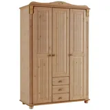 Home affaire Kleiderschrank Adele aus massiver Kiefer,Spiegel beim 4-und 5-trg.Schrank, Innenausstattung beige 130 cm x 191 cm x 53,5 cm