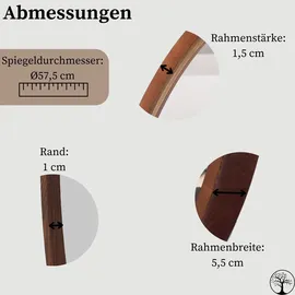 stolarnia pika Runder Wandspiegel 57 x 57 cm Braun