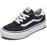 Vans Brooklyn Ls Platform Sneaker, Veloursleder-Leinwand schwarz weiß, 40.5