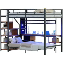 stilvora Etagenbett 140 x 200 cm Metall schwarz