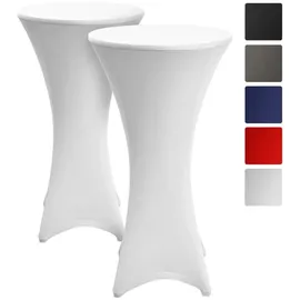 Beautissu Stehtischhusse Stella Weiß Ø 60-65 cm 2er Set