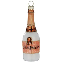 Christbaumschmuck Glas 10cm Champagnerflasche Figur Handbemalt Weihnachtsbaum Anhänger Weihnachten Christbaumanhänger Weihnachtsbaumschmuck Weiß Rosé