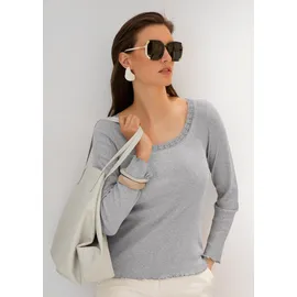 Madeleine Melange-Shirt, elastische Garnmischung in steingrau wollweiß, / melange), | Gr.: 40