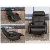 Mendler Relaxsessel HWC-L11, Design Fernsehsessel TV-Sessel Liegesessel, Liegefunktion drehbar, Voll-Leder ~ schwarz