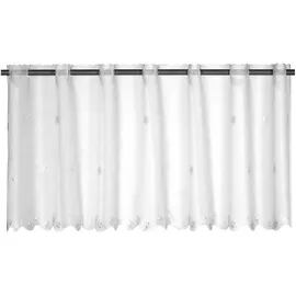 ELBERSDRUCKE Bistrogardine Sun Valley 00 weiß transparent 48x138 cm Scheibengardine Kurzgardine für Wohnzimmer Schlafzimmer Flur Küche Küchenfenster Privatsphäre Sonnenschutz195052