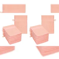 Betz 20 Stück Waschhandschuhe Palermo 100% Baumwolle Waschlappen Set Größe 16x21 cm Farbe Apricot
