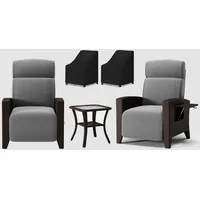 BYYBOU Relaxsessel mit Liegefunktion & Liegesessel Garden, Polyrattan Gartenmöbel Set inkl. Tisch & Abdeckung–Verstellbarer Rattansessel, ideal als Fernsehsessel, Korbsessel, Relaxliege Wohnzimmer