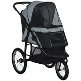 PawHut Hundebuggy Bis15kg, Faltbarer Hundewagen mit Reflektoren, Katzenbuggy für Kleine und Mittle Hunde Regenschutzabdeckung Jogger