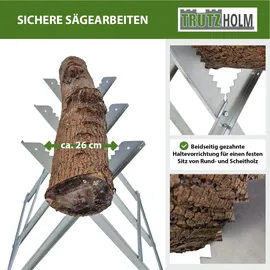 Baumarktplus Sägebock Holzsägebock Holzschneidebock verzinkt 150 kg Traglast Kettensägebock für Holzsägearbeiten