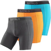 Buffalo Langer Boxer Boxershorts türkis/orange/schwarz L 3er Pack