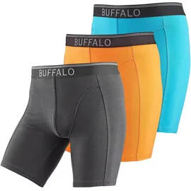 Buffalo Langer Boxer Boxershorts türkis/orange/schwarz L 3er Pack