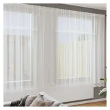 vidaXL Spitzenvorhang mit Vorhängen Weiß 245 x 500 cm Polyester