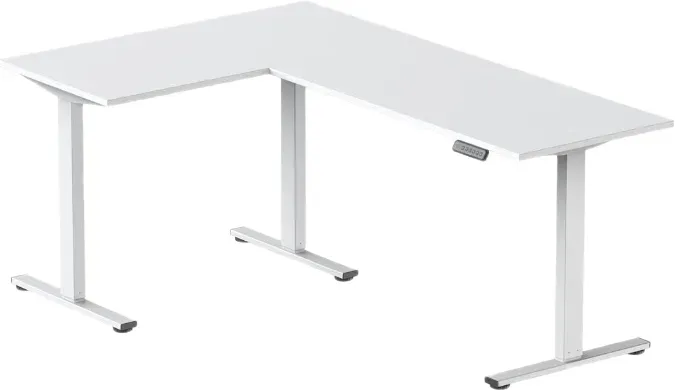 Loctek Verstellbarer Eckschreibtisch, Einzelmotor, 2-stufige Säule, Weiß OCM156 L