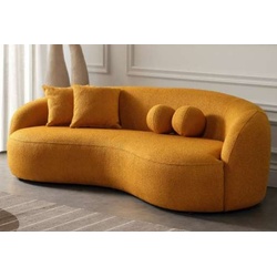 Casa Padrino Luxus Sofa Orange 250 x 120 x H. 76 cm - Gebogenes Wohnzimmer Sofa - Hotel Sofa - Wohnzimmer Möbel - Hotel Möbel - Luxus Möbel - Luxus Einrichtung - Wohnzimmer Einrichtung
