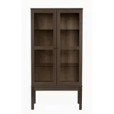 Andas Vitrine ANDAS, braun (eiche dunkel), B:88cm H:170cm T:35cm, Schränke, Vitrine, Holzfurnier aus Eiche, Griffe und Füße aus massiver Eiche, FSC