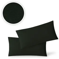 EXKLUSIV HEIMTEXTIL Kissenhülle Kissenbezug Doppelpack mit Reißverschluss  hochwertige Jersey Qualität Schwarz 40 x 80 cm