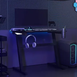 vidaXL Gaming-Schreibtisch mit LED Z-Gestell Schwarz 90x60x75 cm