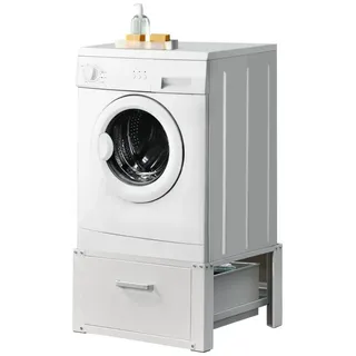 [en.casa] en.casa Waschmaschinen-Untergestell mit Schublade 63x54x31cm Weiß