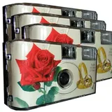 4X 1A PHOTO PORST Einwegkamera Edition Rose & Ringe, mit Blitz, Batterien und Film (4er Pack, je 27 Aufnahmen)