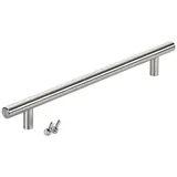 SO-TECH® Möbelgriff Stangengriff G17 echt Edelstahlrohr Ø 12 mm inkl. Schrauben (10-St), Edelstahl gebürstet, Bohrlochabstand 192 mm, Schubladengriff silberfarben Bohrlochabstand 192 mm | 25.2 cm x 3.2 cm