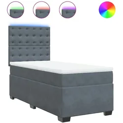 vidaXL Boxspringbett mit Matratze Dunkelgrau 90x200 cm Samt