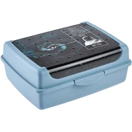 KEEEPER carla Handliche Box für Essen, 1 l, Midi, 17 x 13 x 7 cm, Brotdose/Lunchbox, Design: Space Cosmos, Blau (Nordic Blue)