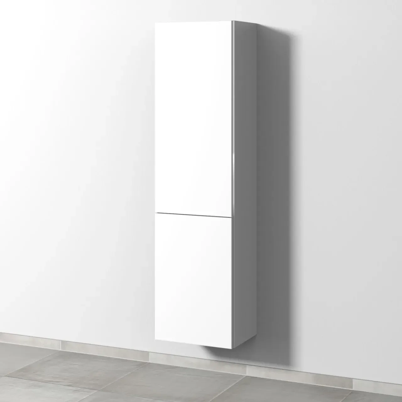 Sanipa 3way Stauraumschrank mit 1 Tür und 1 Wäschekorbklappe, Weiß-Soft BR18443