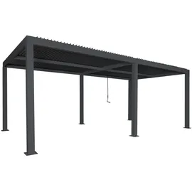 Mendler Pergola HWC-L46, Gartenpavillon Lamellen-Pavillon, 10cm-Aluminium-Gestell, Regenrinne sturmfest, 3x6m ~ anthrazit