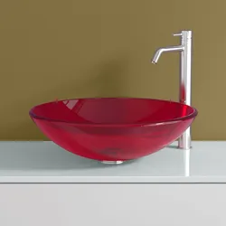 progettobagno Atollo Ø 43 Glas-Aufsatzwaschtisch MBLVATO43RS, Badkeramik, rot glänzend