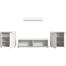 Home Affaire Wohnwand HOME AFFAIRE "FLORENZ, 4-teilige Wohn-Kombination, hochwertige MDF-Front", weiß (weiß hochglanz tiefzieh), B:350cm H:160cm T:41cm, Holzwerkstoff, Kastenmöbel-Sets, Wohnwand, Wohn-Kombination, Wohnzimmer-Möbel, Wohnzimmer,Kombination, Kombi