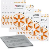 120x Signia Hörgerätebatterien PR48 13 orange (20x 6er Blister)+Reinigungstuch