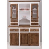 Casa Padrino Küchenbuffet Casa Padrino Landhausstil Esszimmerschrank Weiß / Dunkelbraun 137 x 50 x H. 197 cm - Massivholz Küchenschrank - Esszimmer Möbel im Landhausstil - Landhausstil Esszimmer Einrichtung