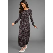 LAURA SCOTT Jerseykleid Midilänge Geblümt Schwarz/Rosa 38